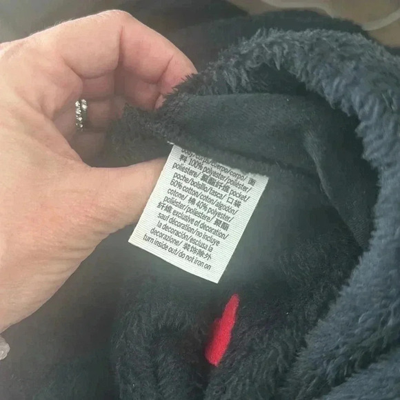 PINK Victoria's Secret Black Hooded Red Heart Print Onesie Lounge Wear XS Small - Picture 7 of 7